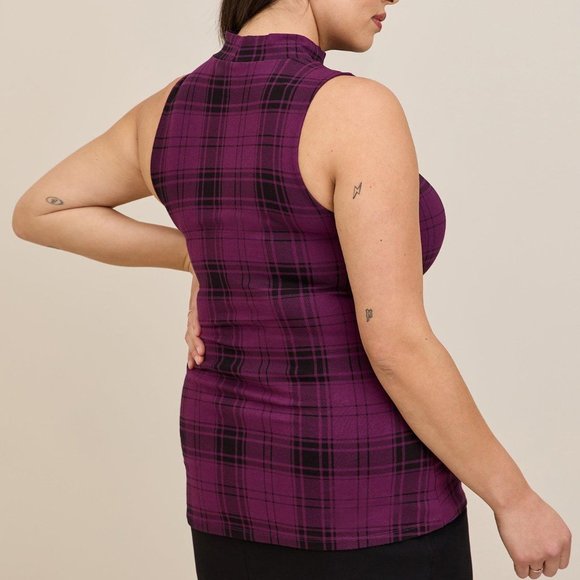 Plaid Sleeveless Top - Purple - Picture 8 of 11